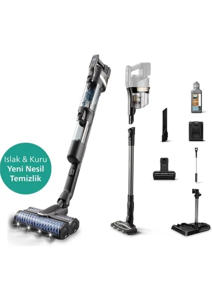 Philips 9000 Serisi AquaTrio Kablosuz Dikey Süpürge, Otomatik Temizleme ve Şarj İstasyonu​, AquaSpin Başlık, PowerCyclone