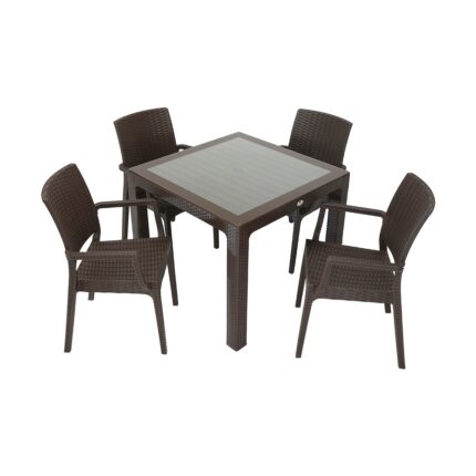 Mandella Rattan Elit 90X90 Elit Kollu Sandalye Camlı Masa Takımı - Görsel 2