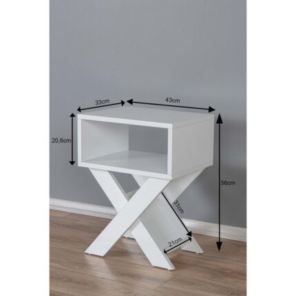 Enda Home Collection Enda Home X Ayaklı Dergilikli Başucu Komodin Yan Sehpa Beyaz - Görsel 5