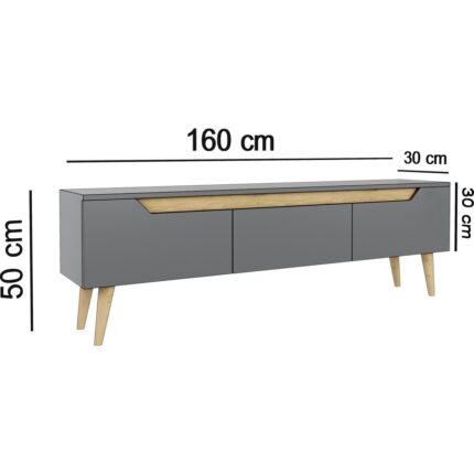 Ankara Mobilya Mana Antrasit TV Ünitesi Modern Tasarım Ahşap Ayaklı 160 cm Suntalam Malzeme - Görsel 4