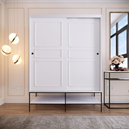 Pasific Home Martin 2 Kapaklı Sürgülü Gardırop Elbise Dolabı,150 cm, Beyaz