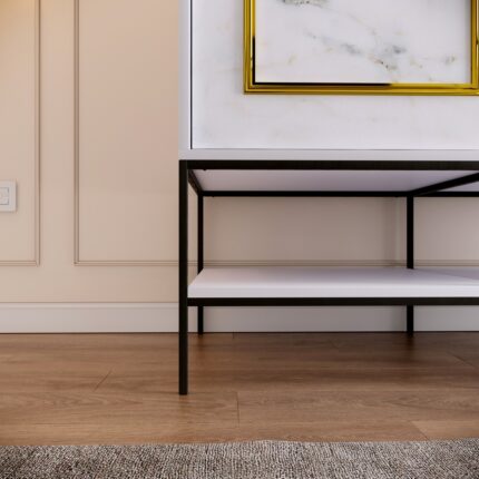 Pasific Home Martin 2 Kapaklı Sürgülü Gardırop Elbise Dolabı,120 cm, Beyaz & Beyaz Mermer - Görsel 2