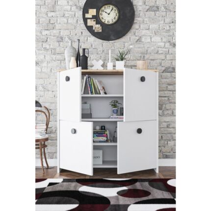 Kzy Mobilya 4 Kapaklı 4 Raflı Suntalam Ayakkabılık 92x32x92 cm Modern Tarz Depolama Dolabı - Görsel 3