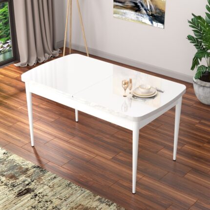 Canisa Concept Nef Serisi 70 x 114 Cm, Açılabilir Mdf Mutfak Masa Takımı, Beyaz Masa ve 4 Sandalye - Görsel 2