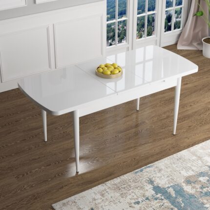 Canisa Concept Han Serisi 70X114, Açılabilir Mdf Mutfak Masa Takımı, Beyaz Masa ve 4 Sandalye - Görsel 2