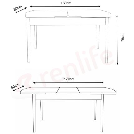 Renlife Yemek Masası Mutfak Masası Ahşap Ayaklı Masa Oval Açılır Masa (Sonomo) - Görsel 5