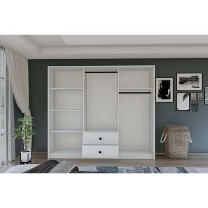 Metalia Gm 036 Lüx 6 Kapı 2 Çekmeceli Düğme Kulplu Aynalı Gardırop - Görsel 4