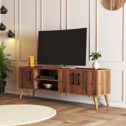 Mezza 1582 Exxen 150 cm Ahşap Ayaklı Tv Ünitesi Hat Rengi - Görsel 3