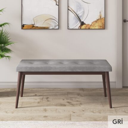 Canisa Concept Iza Serisi, 80 x 132 cm  Mdf Beyaz Masa Ceviz Ayak Mutfak Masa Takımı, 4 Sandalye 1 Bench - Görsel 3