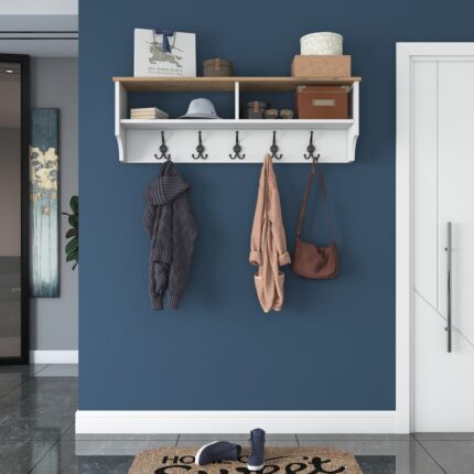 Rani P2 Modern Portmanto Duvar Askısı Beyaz - Sepet Ceviz Vestiyer 120 Cm - Görsel 3