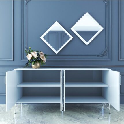 ESMOPA MOBİLYA Elite 180 MDF Konsol – Beyaz, Gümüş ve Gold Renkli, Şık ve Fonksiyonel, 75x172x45 cm Modern Tasarım - Görsel 2