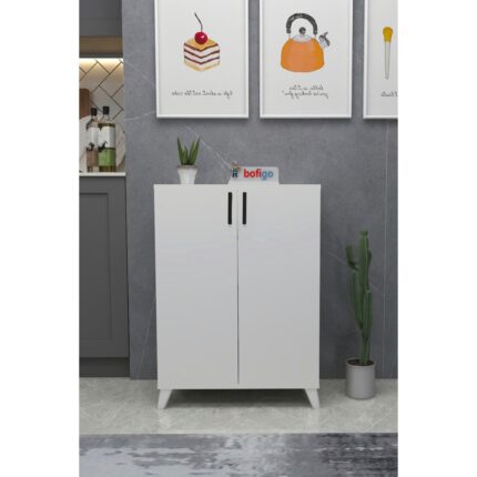 Bofigo 4 Raflı Çok Amaçlı Dolap Çok Amaçlı Mutfak Dolabı Banyo Dolabı Ceren Beyaz - Görsel 3