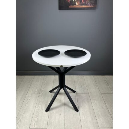 Hey Modüler Mobilya Nisa Yuvarlak Mutfak Masa Yemek Masa Balkon Masa Metal Siyah Ayaklı 70 cm