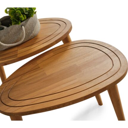 Faw Decor Sweet  Ahşap Orta Sehpa ve 2'li Zigon Sehpa Set, Modern Masif Yan ve Orta Sehpa Set - Görsel 5