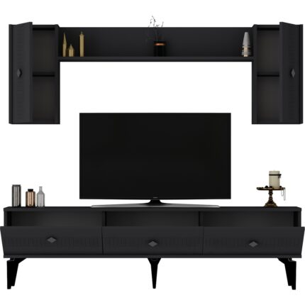 Cantek Dizayn Midas Tv Ünitesi Takımı Antrasit-Gümüş - Görsel 4