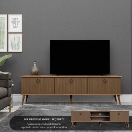 Mezza 1370 Lexus 180 cm (Ahşap Ayaklı) Tv Ünitesi Hat - Kaplan - Görsel 3