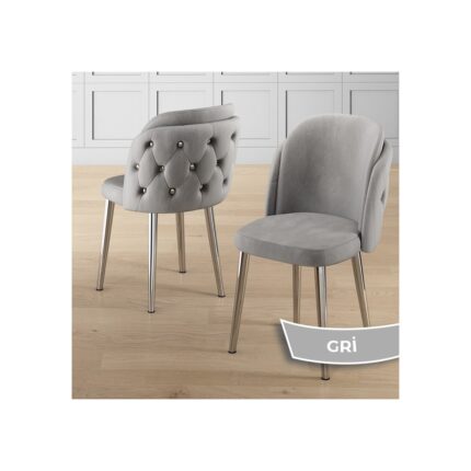 Canisa Zae Serisi 90X168 Lak Panel Beyaz Mermer Desen Krom Ayak Masa Takımı 6 Sandalye - Görsel 2