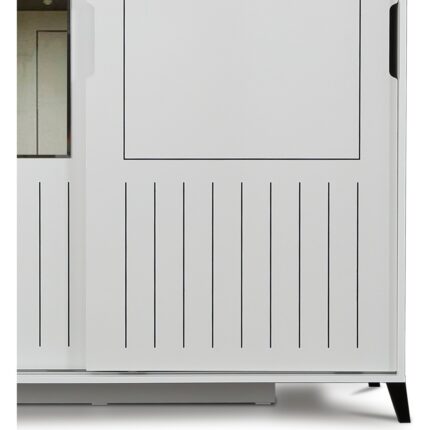 Pasific Home Huga Sürgülü 2 Kapaklı Aynalı Gardırop, Beyaz, 150 cm - Görsel 3