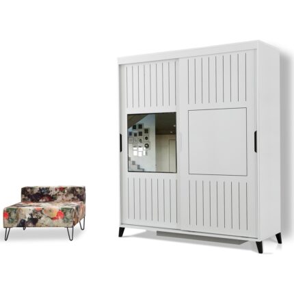Pasific Home Huga Sürgülü 2 Kapaklı Aynalı Gardırop, Beyaz, 190 cm - Görsel 3