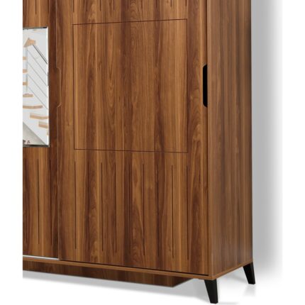 Pasific Home Huga Sürgülü 2 Kapaklı Aynalı Gardırop, Ceviz ,150 cm - Görsel 3