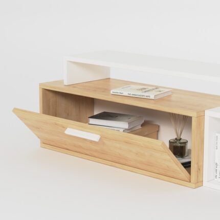 Lagomood Karamel Tv Standı Beyaz Meşe - Görsel 4