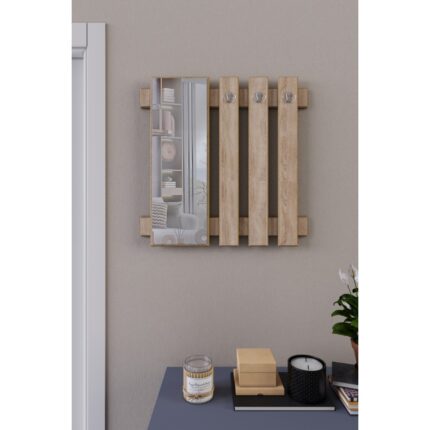 Zeo Wood Design Aynalı Elbise Askılık - Görsel 2