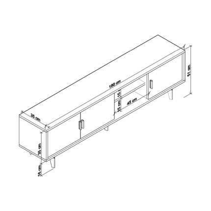 Cool Home Marin Tv Ünitesi Tv Sehpası 180 cm , Raflı , Beyaz - Görsel 4
