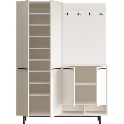 Robin Home Rita Portmanto Vestiyer Ayakkabılık Metal Ayaklı Beyaz - Görsel 4