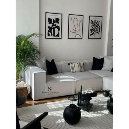 S Home Design Concept Frida 5 Modül Pofidik Modüler Kanepe L Köşe Koltuk Takımı, Yönsüz Kadife - Görsel 3