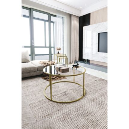 Dekopratik Berlin Orta Sehpa – Temperli Cam Üst, Altın Sarı Metal Ayak, Minimalist Tasarım, 80x80x45 cm, Salon Dekoruna Uyumlu - Görsel 2