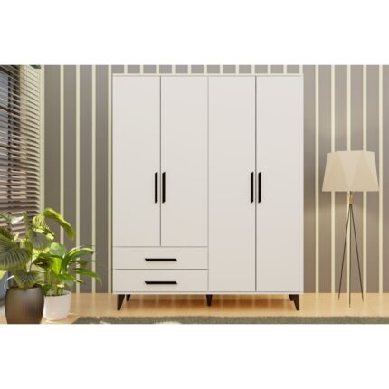 Metalia Gm 070-A Novado Siyah Kulplu Ayaklı Gardırop
