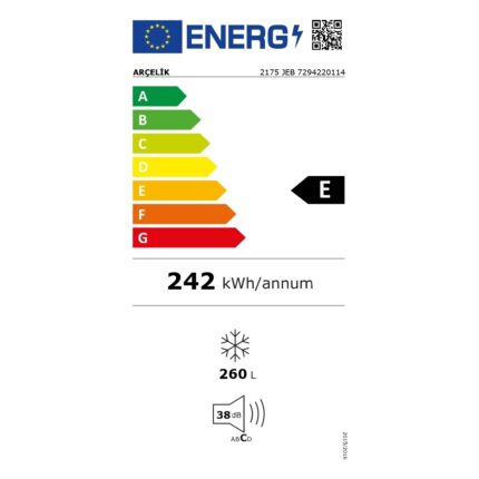 Arçelik 2175 Jeb E Enerji Sınıfı 240 lt No Frost Derin Dondurucu - Görsel 4