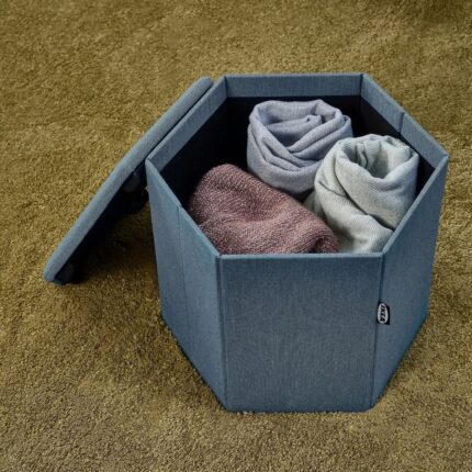 IKEA "LOTR®" Kjuge Saklama Gözlü Puf, Knisa Orta Mavi - Koyu Gri - Görsel 4