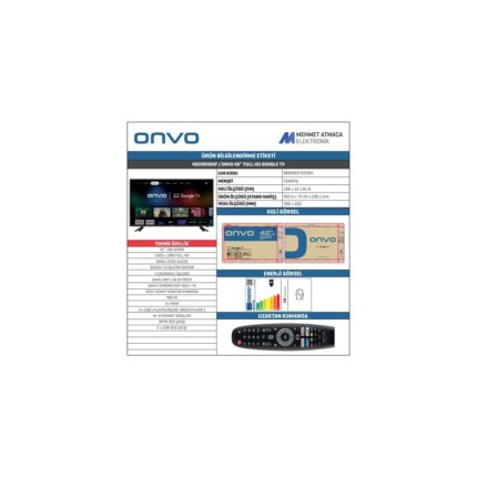 Onvo 42OV9000F 42" 106 Ekran Uydu Alıcılı Full HD Google Smart LED TV - Görsel 2