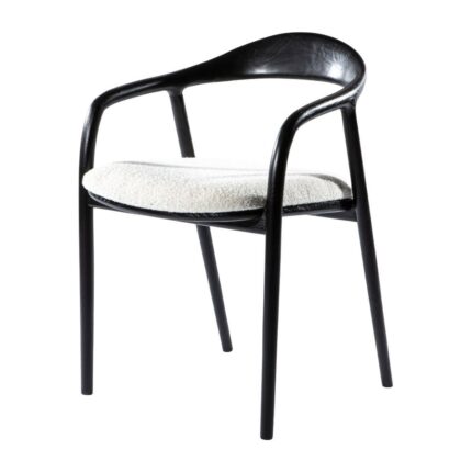 Gazzini Furniture Zodiac Beyaz Teddy Exclusive Siyah Yılan Ahşap Sandalye - Görsel 2