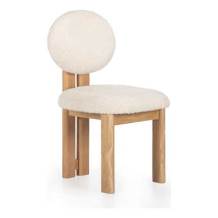 Gazzini Furniture Coco Iskandinav Still Krem Teddy Kumaş Natural Ahşap Bohem Sandalye - Görsel 3