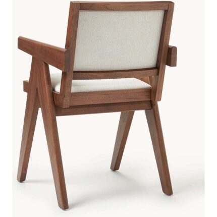 Gazzini Furniture Kalmar Beyaz Kumaş Ceviz Ahşap Sandalye - Görsel 2