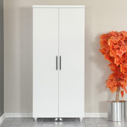 Pasific Home Guzzo Tekerlekli Kiler Dolabı, Çok Amaçlı Erzak Dolabı, 80 cm ,Parlak Beyaz