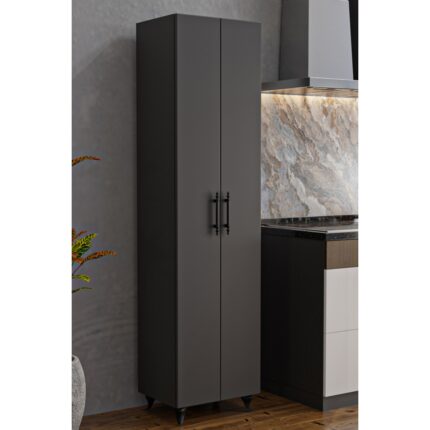 Aeka AE-3085 Selen Çok Amaçlı Dolap Antrasit 7 Raflı, 2 Kapaklı Mutfak Dolabı Kiler Dolabı Banyo Dolabı