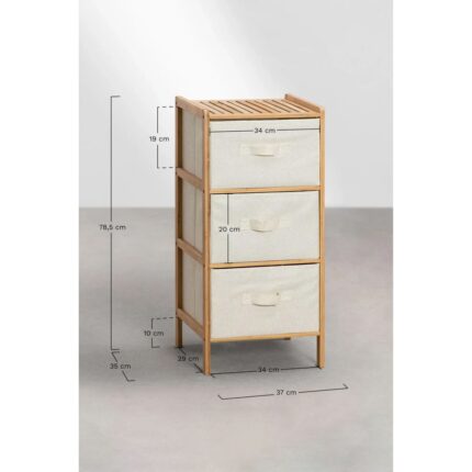 Digithome Bambu 3 Çekmeceli Çok Amaçlı Şifonyer 37 cm Genişlikte Modern Tasarım - Görsel 4