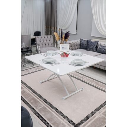 Sehpam Akıllı Akıllı Sehpa Juppo Üst Tabla Mdf  Beyaz Oval Köşe Alt Ayak Beyaz Dışa K - Görsel 3