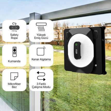 Xenon Smart Elo Cam Temizleme Robotu Ultra Sessiz Mobil Uygulama Kontrollü Kumandalı Pencere Temizlik Robotu X8681 - Görsel 2