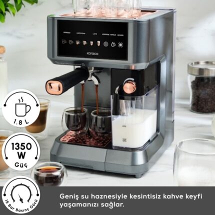 Karaca Mycaffe Barista S10 Entegre Süt Hazneli Otomatik Espresso Latte ve Cappuccino Mak. Copper - Görsel 3