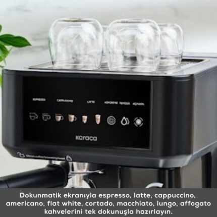 Karaca Mycaffe Barista S10 Entegre Süt Hazneli Otomatik Espresso Latte ve Cappuccino Mak. Matteblack - Görsel 4