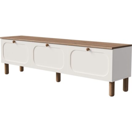 Mezza 1280 Monza 180  cm  (Membran Mdf Kapaklı) Bohem Tv Ünitesi Sepet-Beyaz - Görsel 5