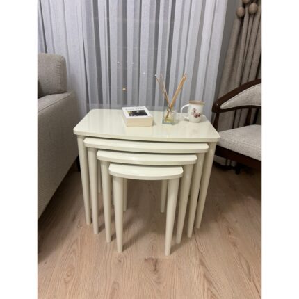 Home Başaran Mobilya Üst Kalite Mdf 4'lü Boyalı Krem Zigon Sehpa Krem Zigon - Görsel 4