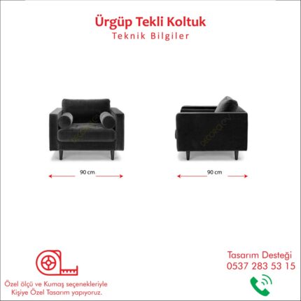 DECORAev Ürgüp Lacivert Tekli Koltuk Berjer Terapi Koltuğu Bekleme Koltuğu - Görsel 3