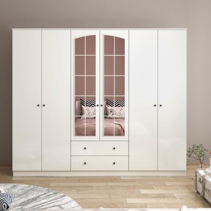 Rabi Mobilya Rose 6 Kapak 2 Çekmece Aynalı Gardırop - Görsel 2