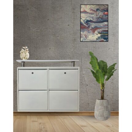 Arinna 2+2 Tablalı Beyaz Metal Ayakkabılık (KİLİTLİ)