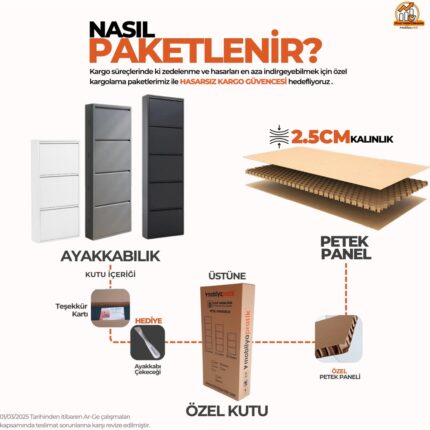 Mobilya Pratik Kilitli 4'lü Metal Ayakkabılık - Beyaz - Görsel 5